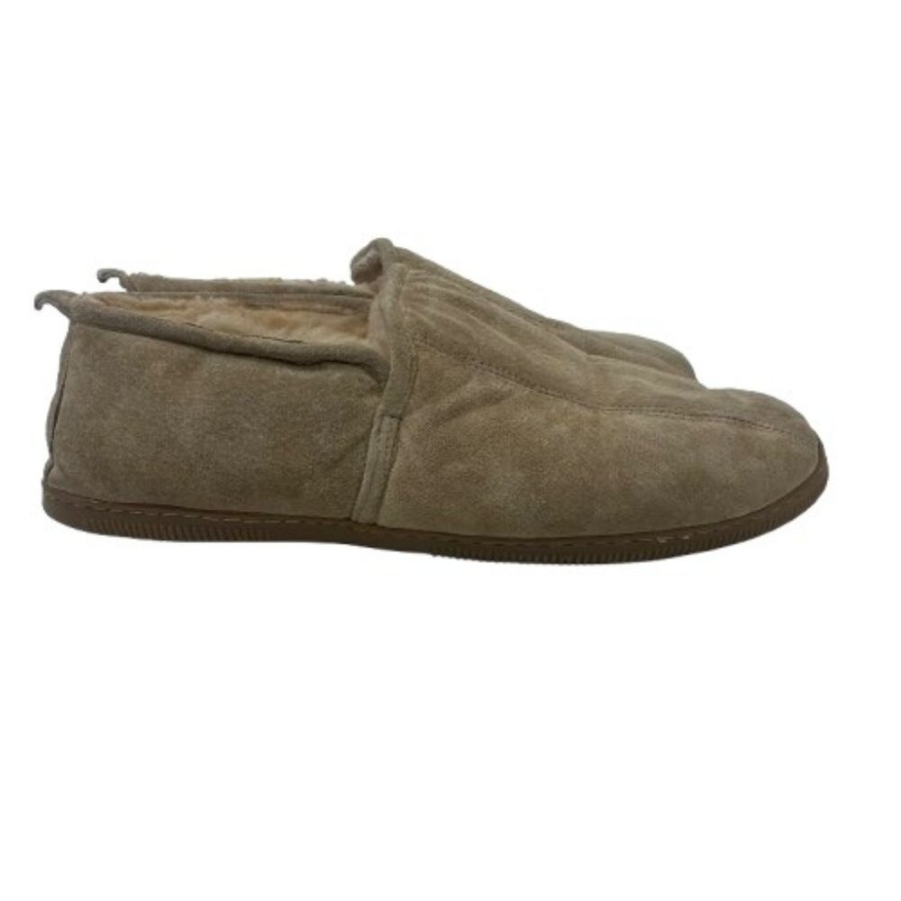 Old Friend Men’s Suede Sheepskin Lined Slippers Sz 10 Old Money